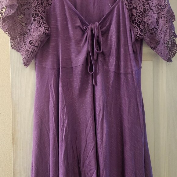 Love kiss boho shark bite hem purple tunic Hippie Witchy Whimsigoth blouse XXL - Picture 2 of 6